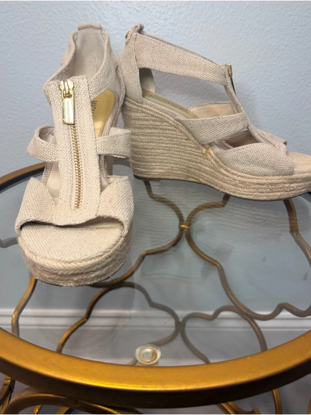 Michael Kors Damita Wedge Espadrilles in Natural Canvas Size 8
